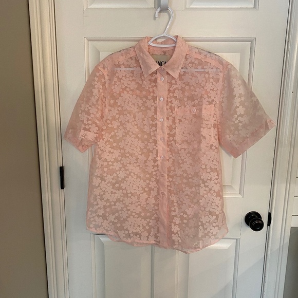Blanca Astra Oversized Lace Short Sleeve Shirt Pale Pink 33881 - Picture 5 of 12